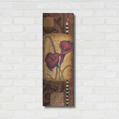 Luxe Metal Art 'Red Lily Two' by Viv Eisner, Metal Wall Art,12x36