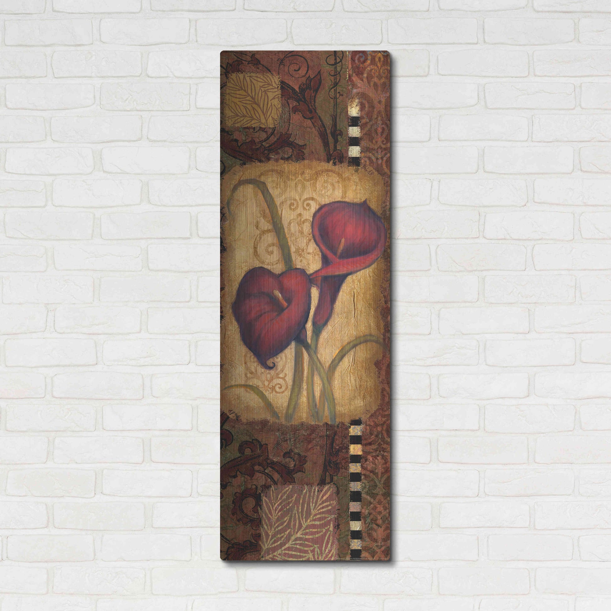 Luxe Metal Art 'Red Lily Two' by Viv Eisner, Metal Wall Art,16x48