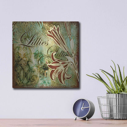 Luxe Metal Art 'Lilies 1' by Viv Eisner, Metal Wall Art,12x12