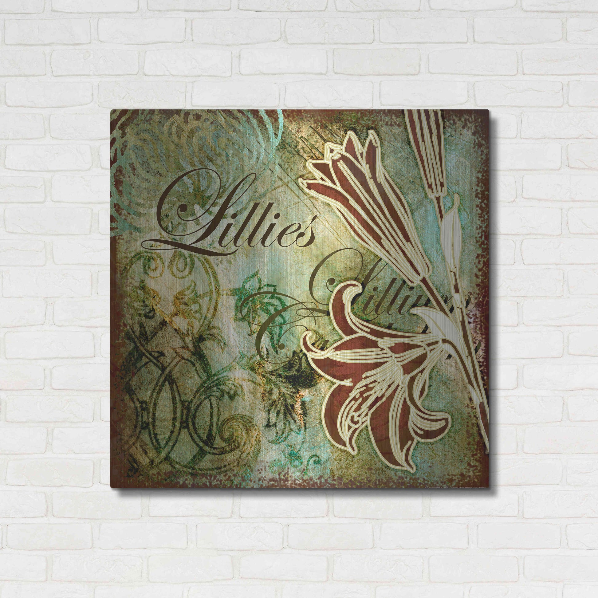 Luxe Metal Art 'Lilies 1' by Viv Eisner, Metal Wall Art,36x36