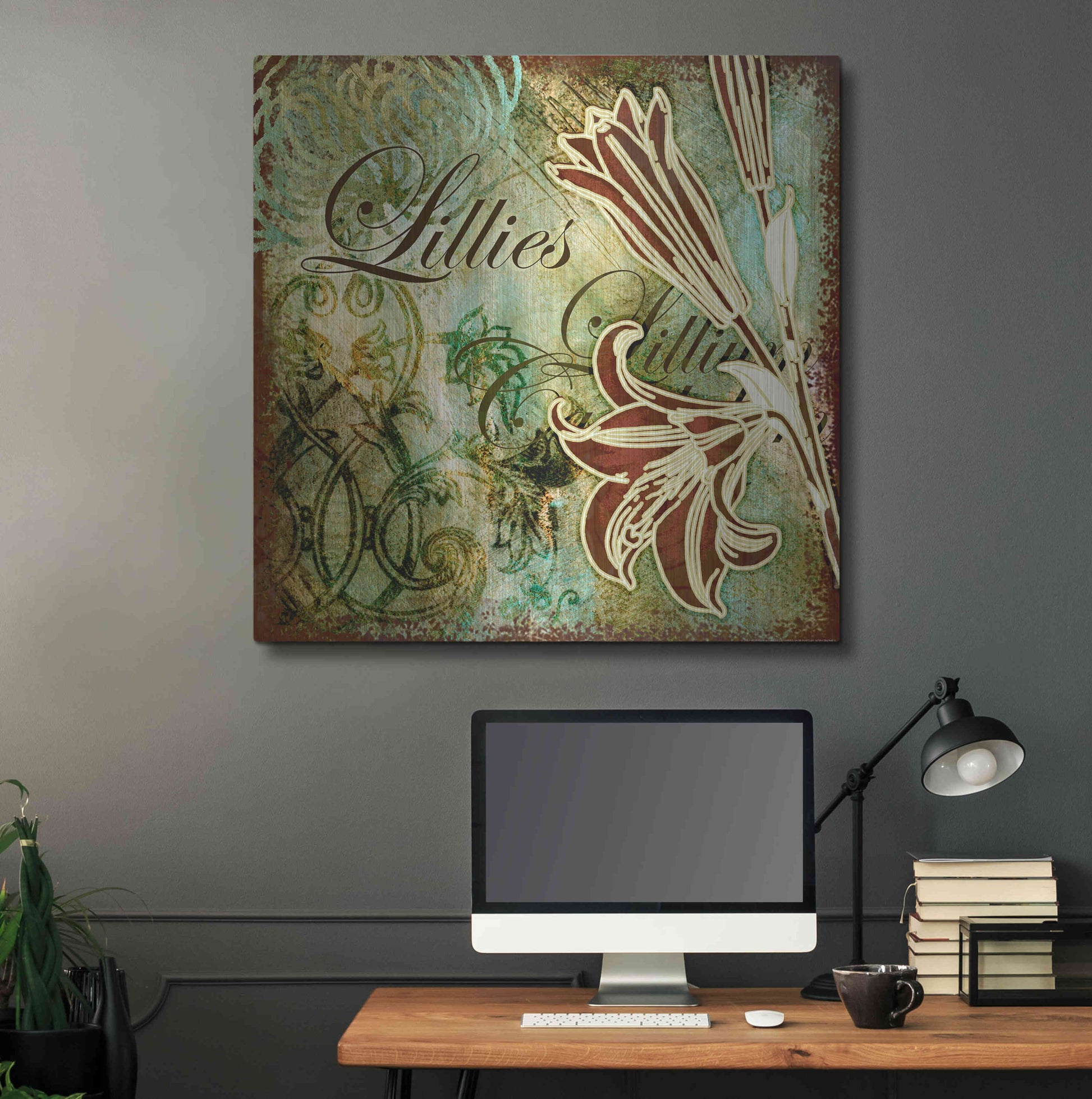 Luxe Metal Art 'Lilies 1' by Viv Eisner, Metal Wall Art,36x36