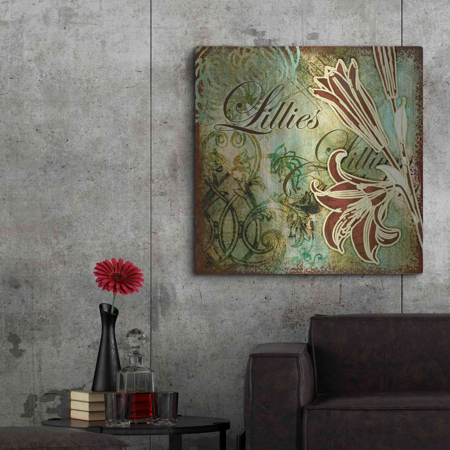 Luxe Metal Art 'Lilies 1' by Viv Eisner, Metal Wall Art,36x36