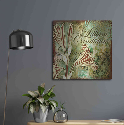 Luxe Metal Art 'Lilies 2' by Viv Eisner, Metal Wall Art,24x24