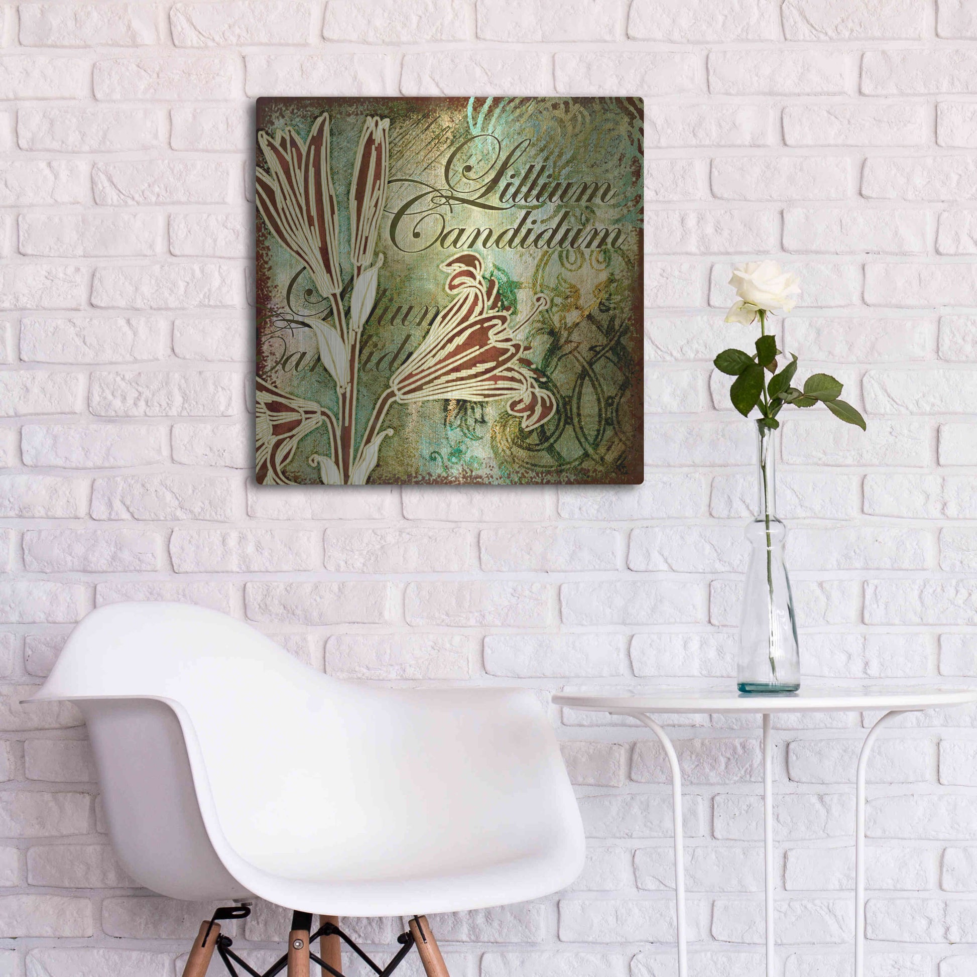 Luxe Metal Art 'Lilies 2' by Viv Eisner, Metal Wall Art,24x24