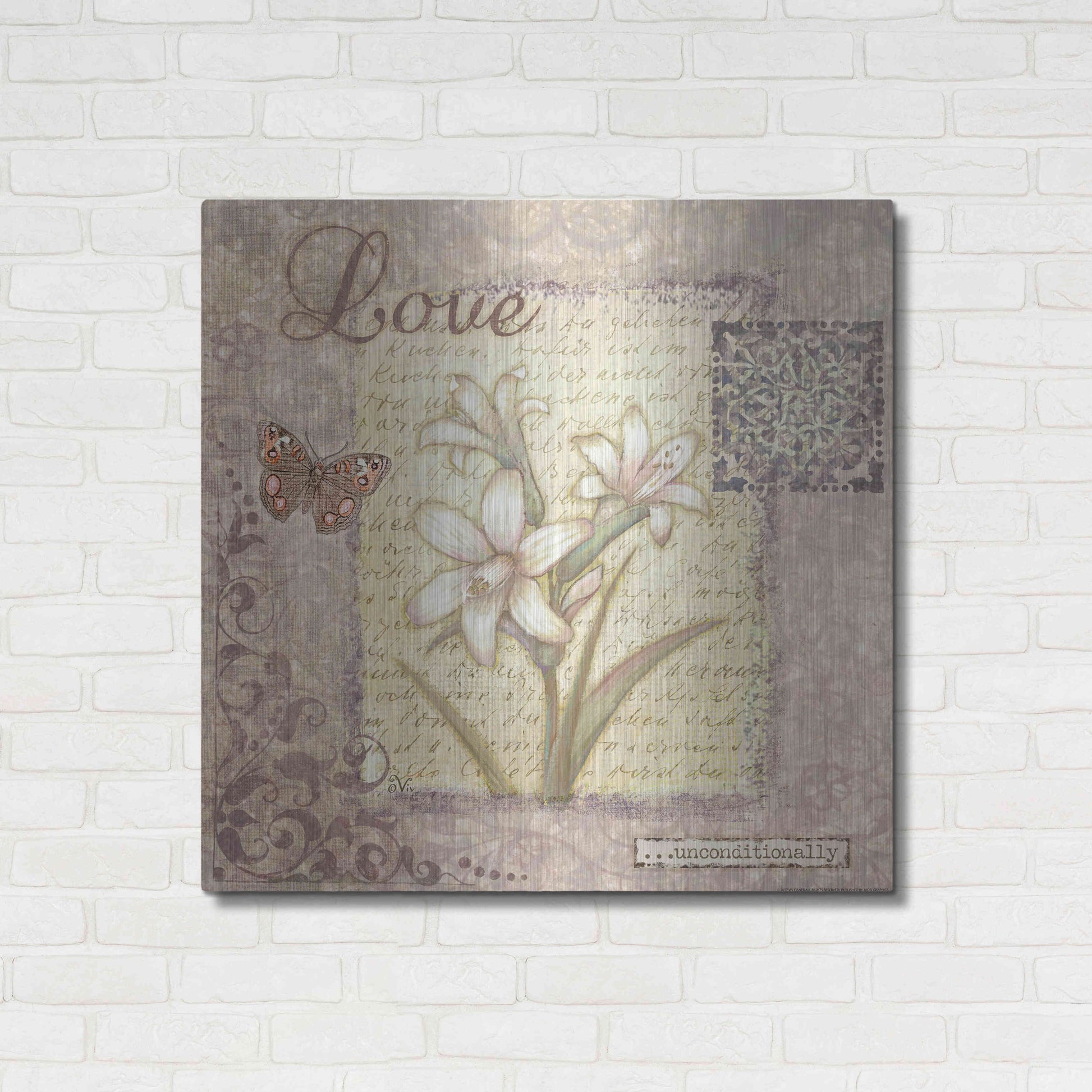 Luxe Metal Art 'Word 1 Love' by Viv Eisner, Metal Wall Art,36x36