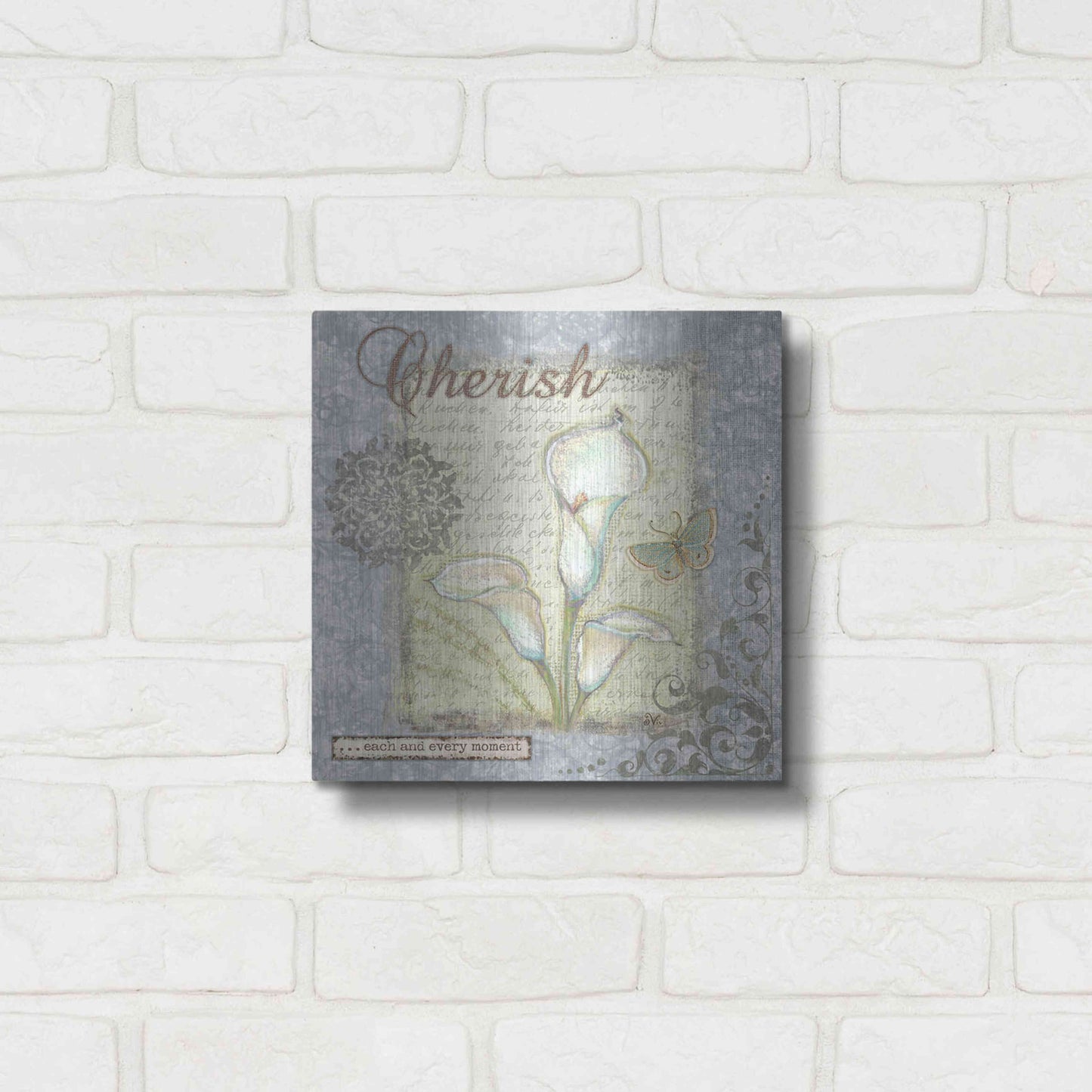 Luxe Metal Art 'Word 2 Cherish' by Viv Eisner, Metal Wall Art,12x12