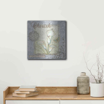 Luxe Metal Art 'Word 2 Cherish' by Viv Eisner, Metal Wall Art,12x12