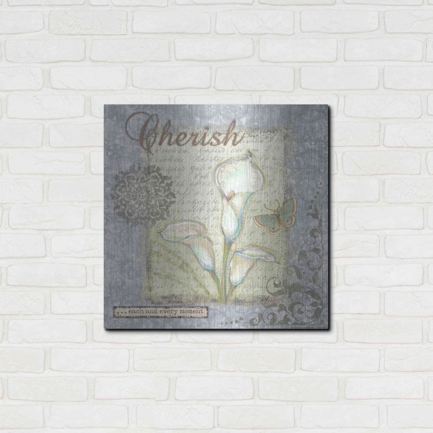 Luxe Metal Art 'Word 2 Cherish' by Viv Eisner, Metal Wall Art,24x24