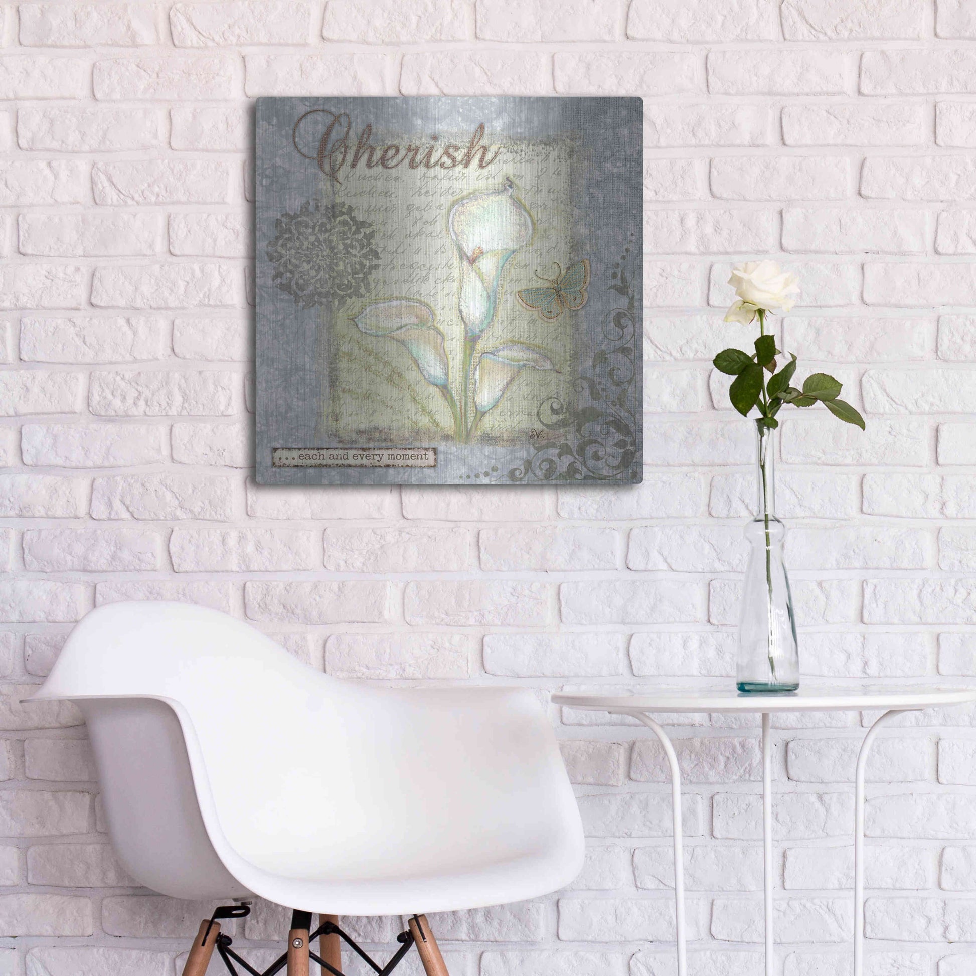 Luxe Metal Art 'Word 2 Cherish' by Viv Eisner, Metal Wall Art,24x24