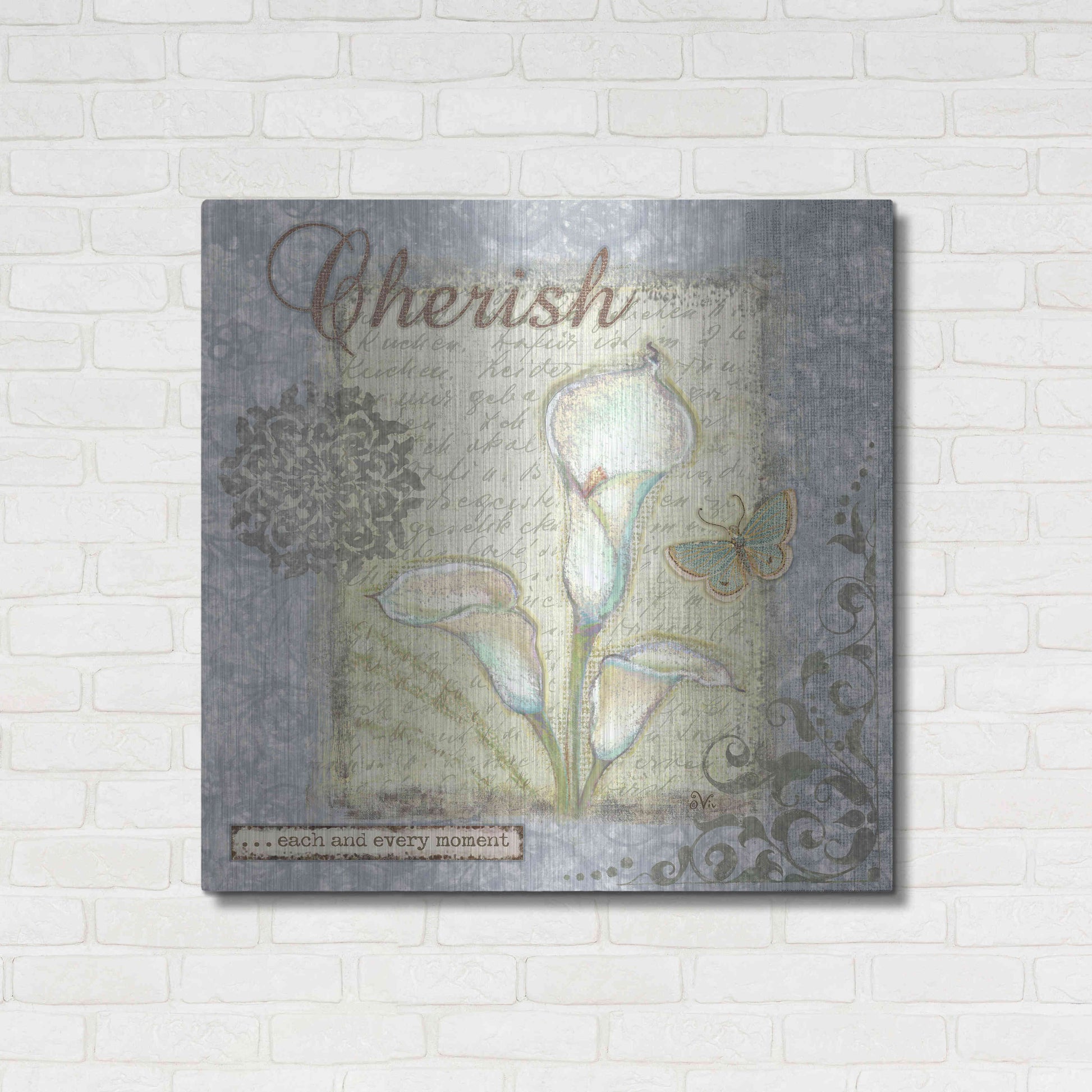 Luxe Metal Art 'Word 2 Cherish' by Viv Eisner, Metal Wall Art,36x36