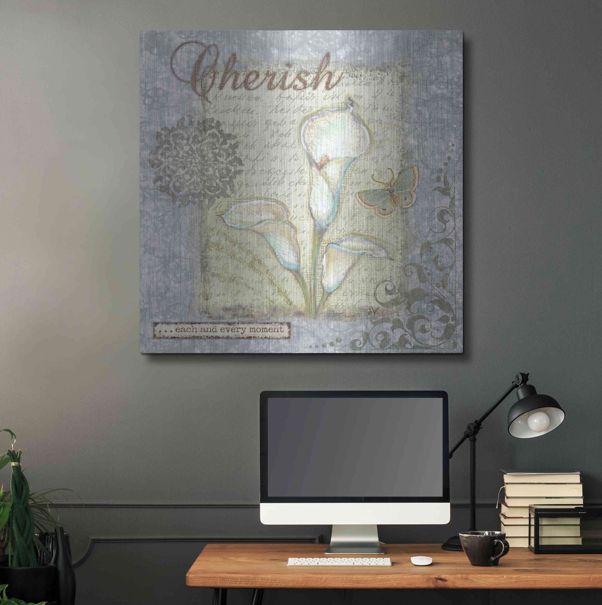 Luxe Metal Art 'Word 2 Cherish' by Viv Eisner, Metal Wall Art,36x36