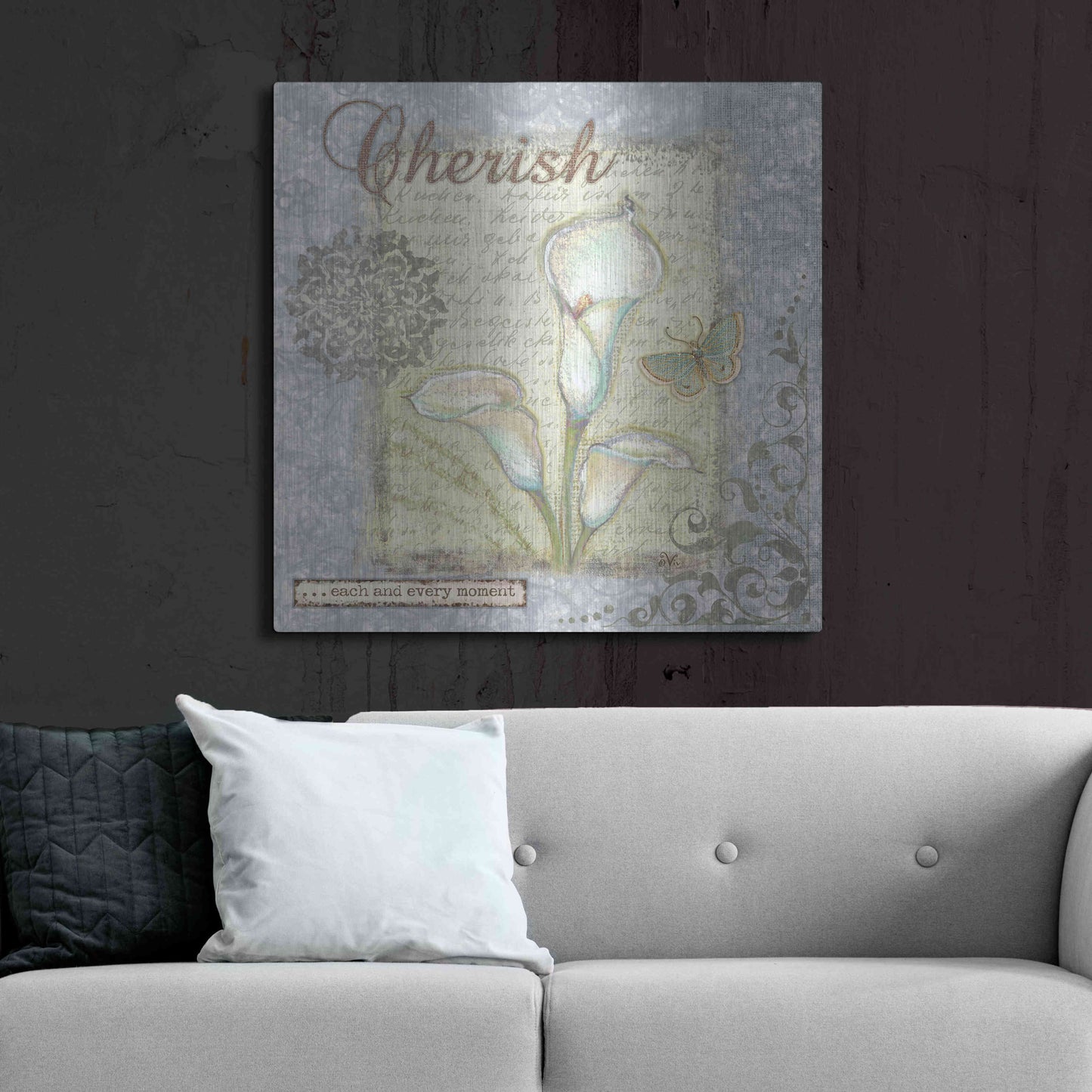 Luxe Metal Art 'Word 2 Cherish' by Viv Eisner, Metal Wall Art,36x36