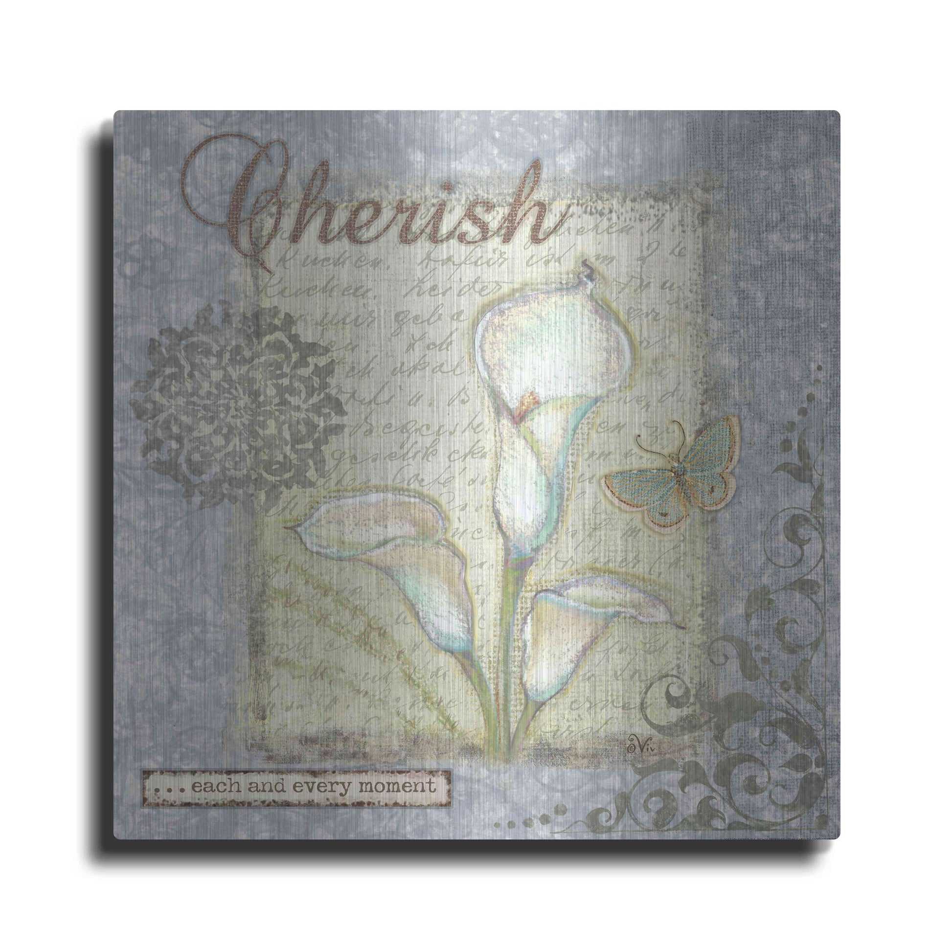 Luxe Metal Art 'Word 2 Cherish' by Viv Eisner, Metal Wall Art