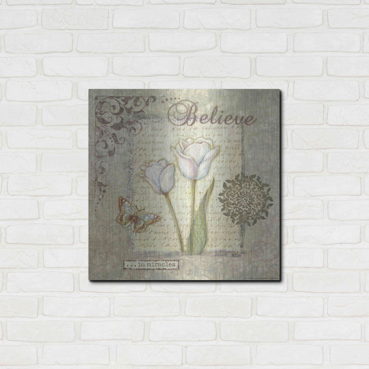 Luxe Metal Art 'Word 3 Believe' by Viv Eisner, Metal Wall Art,24x24