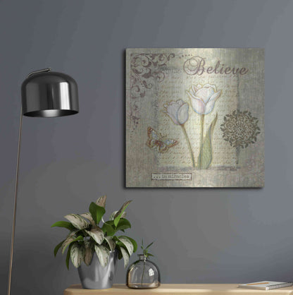 Luxe Metal Art 'Word 3 Believe' by Viv Eisner, Metal Wall Art,24x24