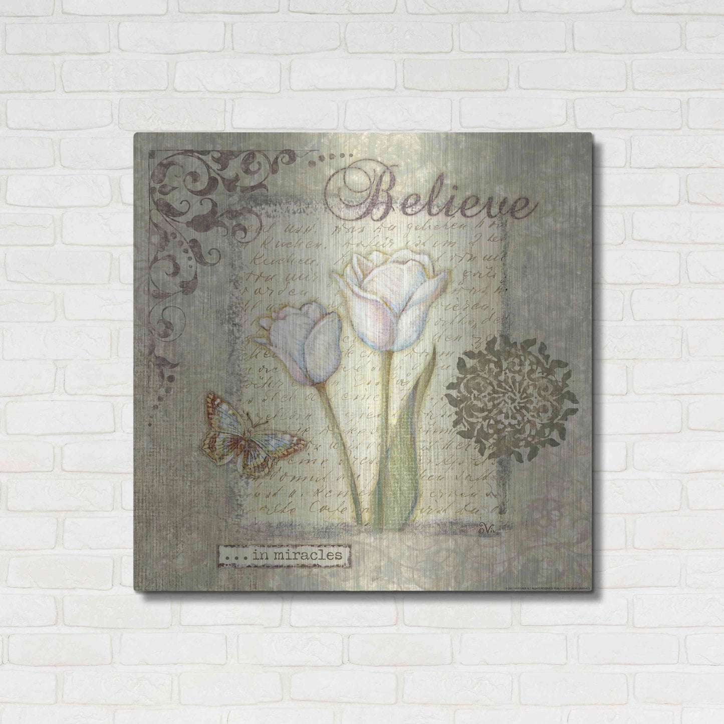 Luxe Metal Art 'Word 3 Believe' by Viv Eisner, Metal Wall Art,36x36