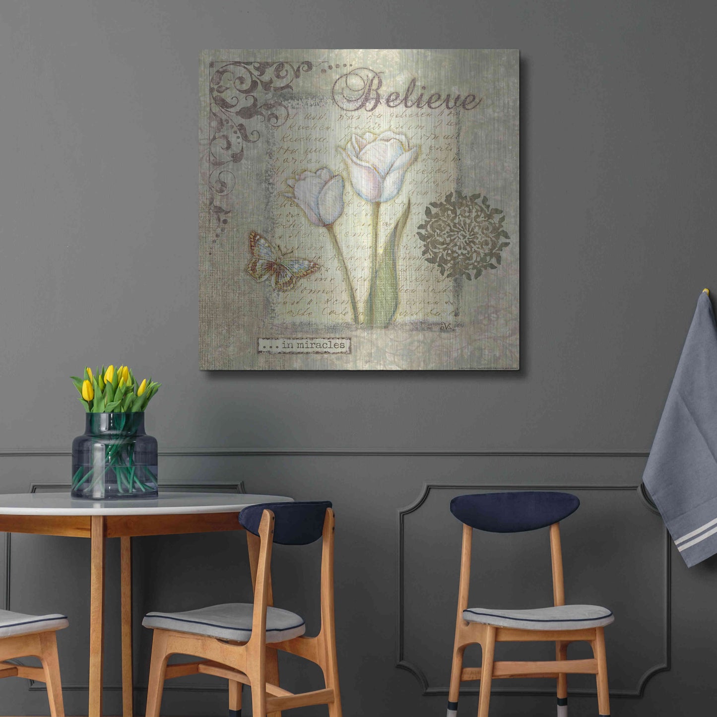 Luxe Metal Art 'Word 3 Believe' by Viv Eisner, Metal Wall Art,36x36