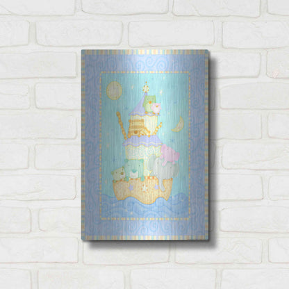 Luxe Metal Art 'Ark 2 Blue' by Viv Eisner, Metal Wall Art,12x16