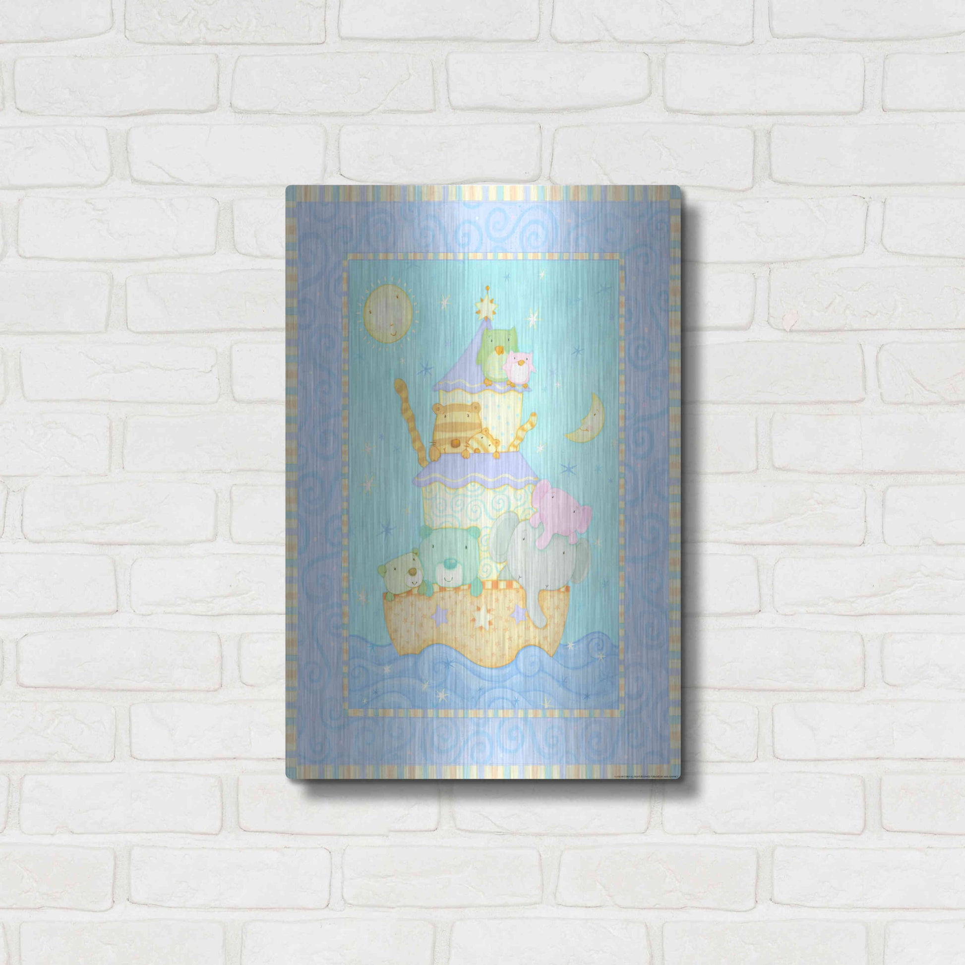 Luxe Metal Art 'Ark 2 Blue' by Viv Eisner, Metal Wall Art,16x24