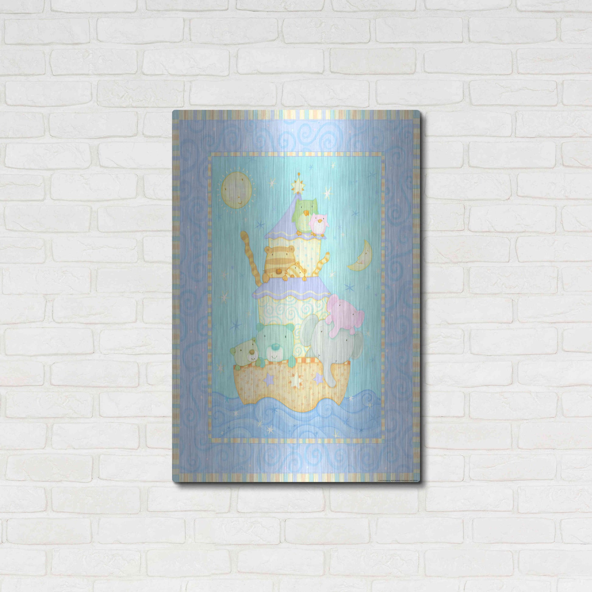 Luxe Metal Art 'Ark 2 Blue' by Viv Eisner, Metal Wall Art,24x36