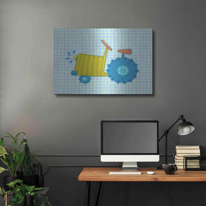 Luxe Metal Art 'Blue Tractor' by Viv Eisner, Metal Wall Art,36x24