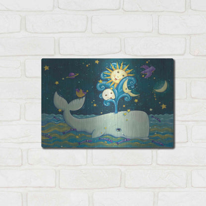 Luxe Metal Art 'Sunny Whale' by Viv Eisner, Metal Wall Art,16x12