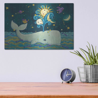 Luxe Metal Art 'Sunny Whale' by Viv Eisner, Metal Wall Art,16x12