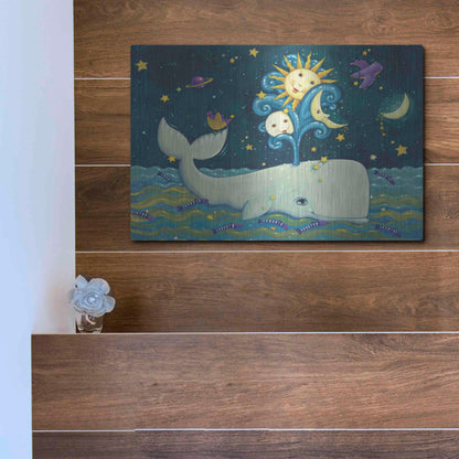 Luxe Metal Art 'Sunny Whale' by Viv Eisner, Metal Wall Art,16x12