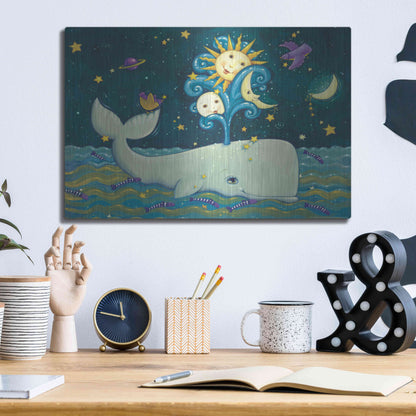 Luxe Metal Art 'Sunny Whale' by Viv Eisner, Metal Wall Art,16x12