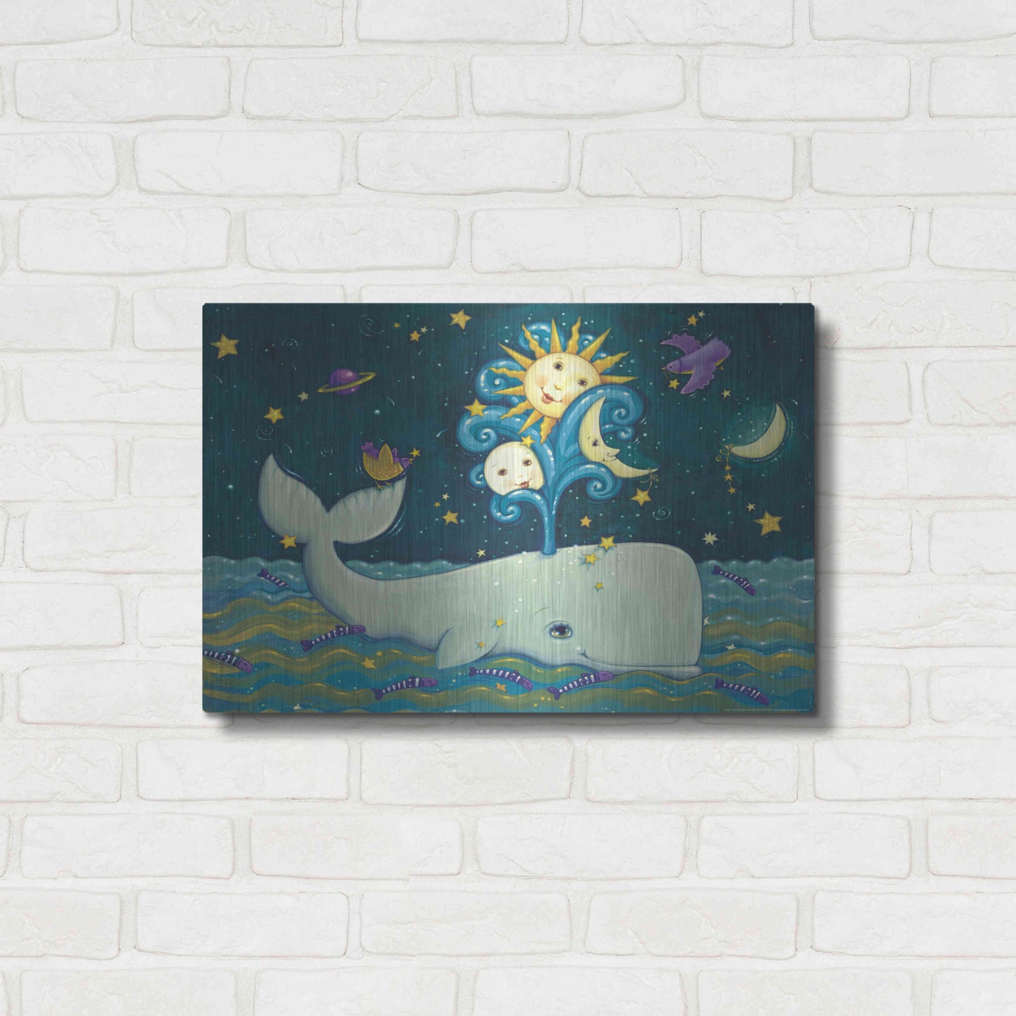 Luxe Metal Art 'Sunny Whale' by Viv Eisner, Metal Wall Art,24x16