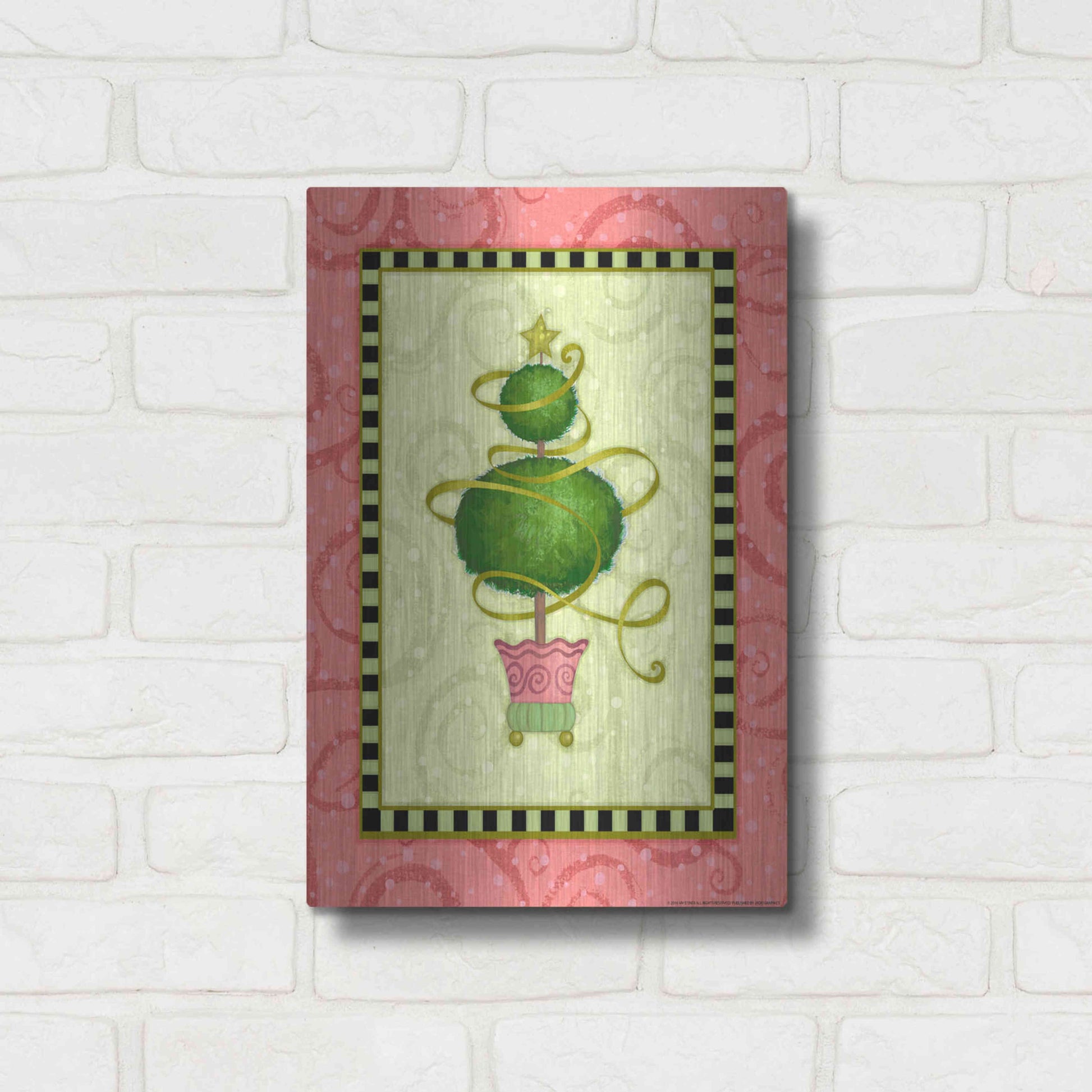 Luxe Metal Art 'Holiday Tree 1' by Viv Eisner, Metal Wall Art,12x16