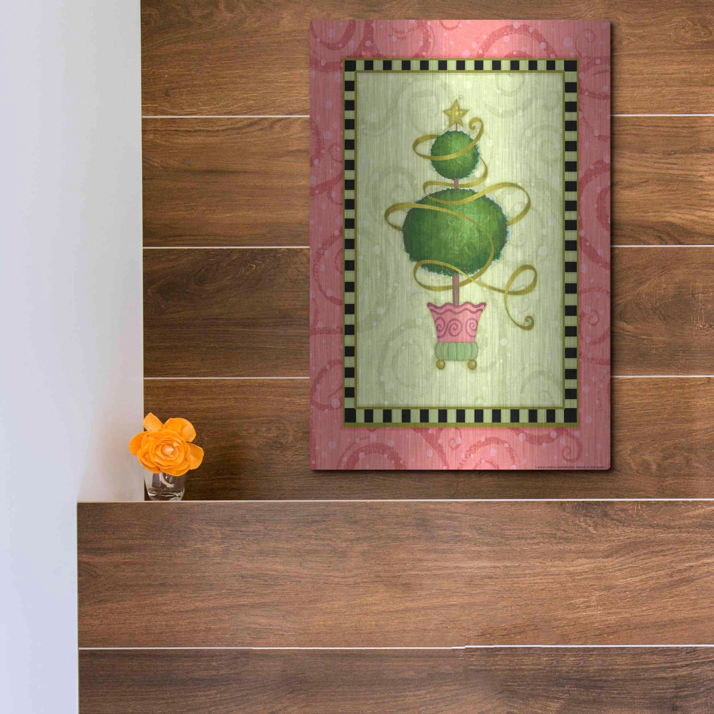 Luxe Metal Art 'Holiday Tree 1' by Viv Eisner, Metal Wall Art,12x16