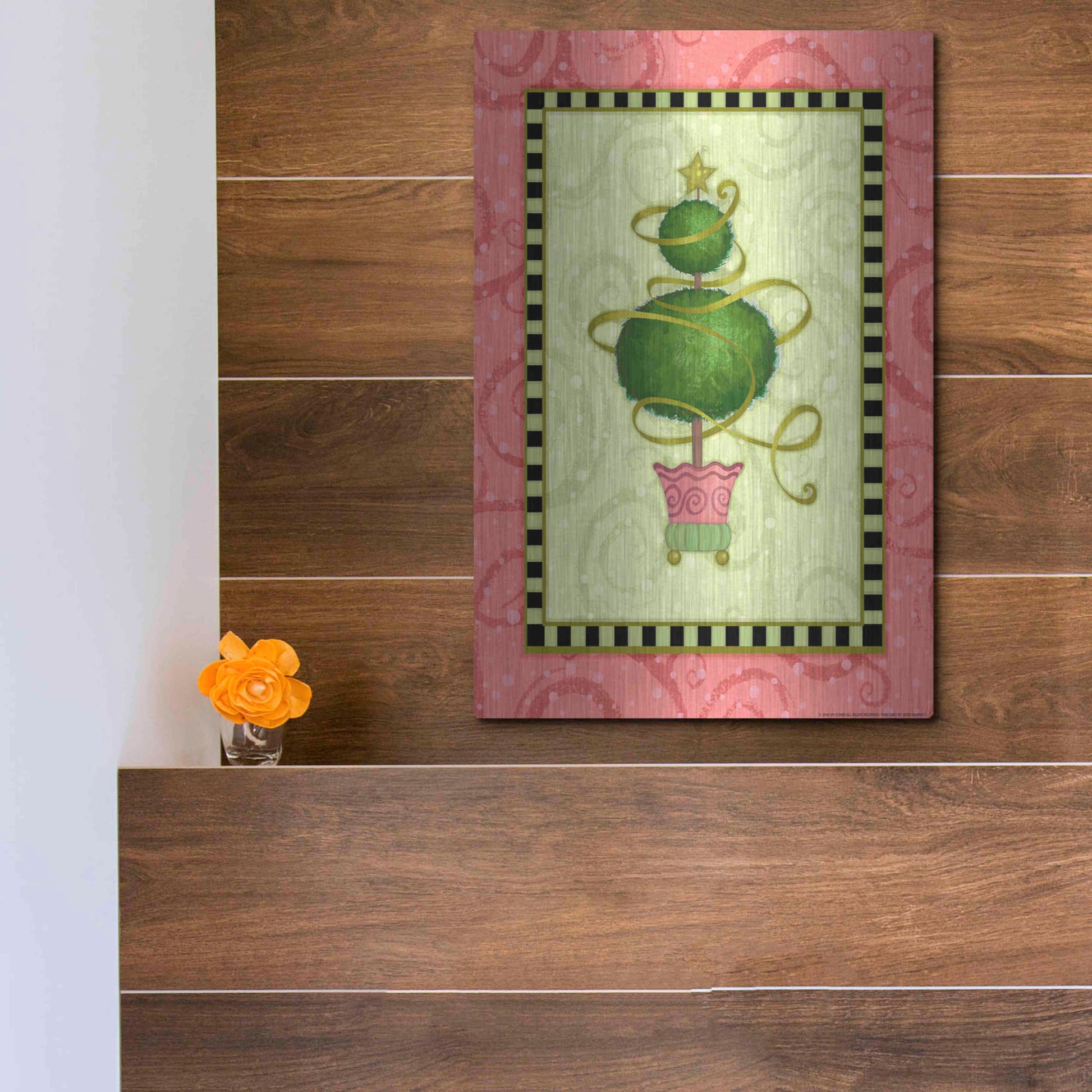 Luxe Metal Art 'Holiday Tree 1' by Viv Eisner, Metal Wall Art,12x16