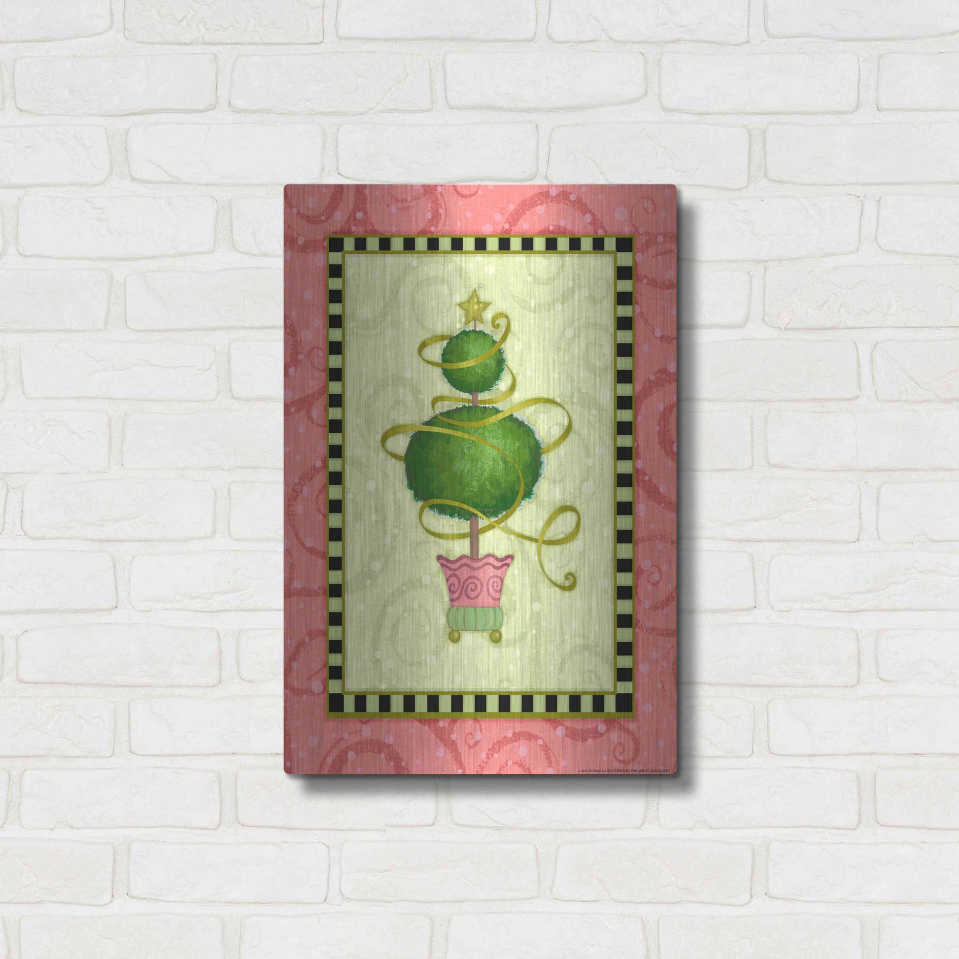 Luxe Metal Art 'Holiday Tree 1' by Viv Eisner, Metal Wall Art,16x24