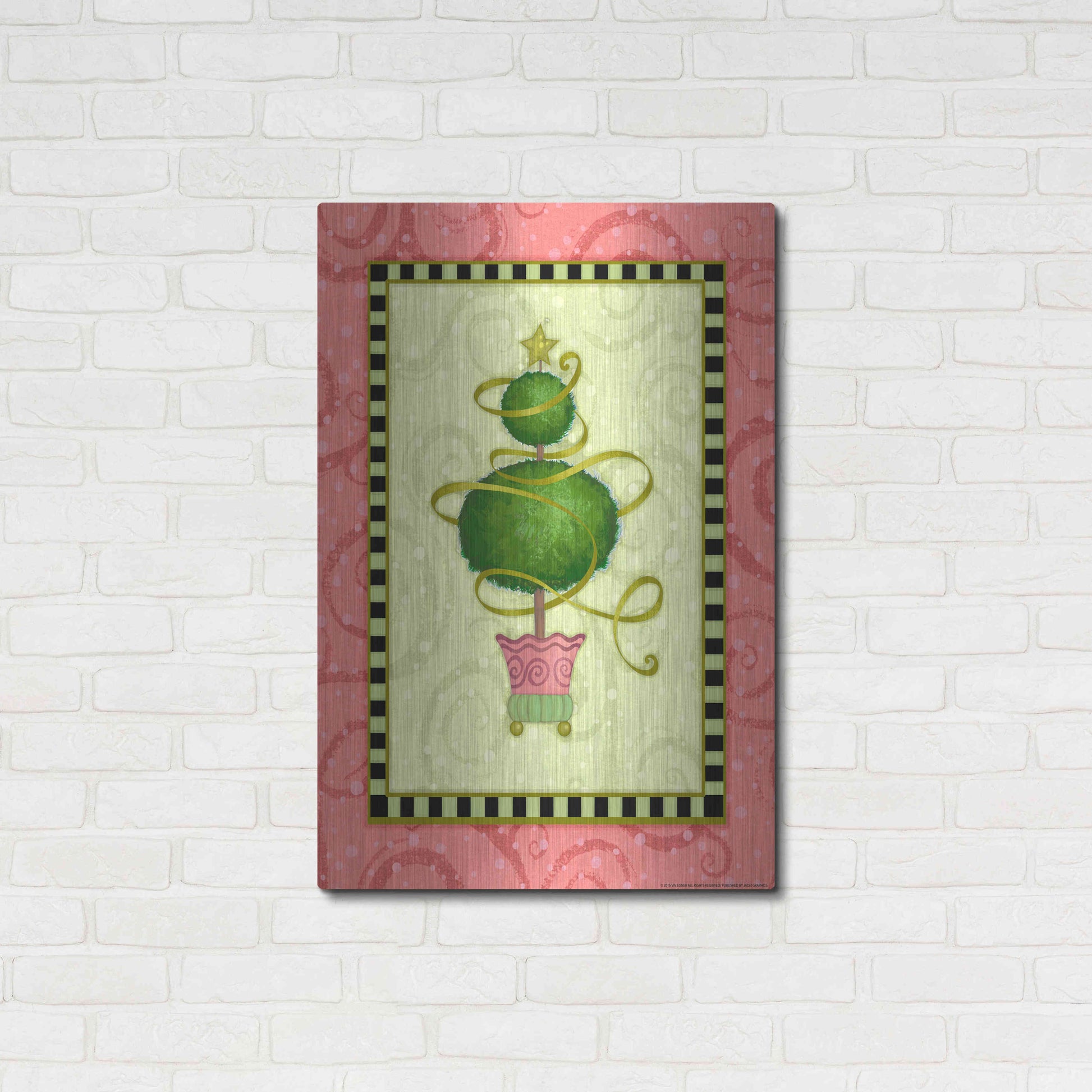 Luxe Metal Art 'Holiday Tree 1' by Viv Eisner, Metal Wall Art,24x36