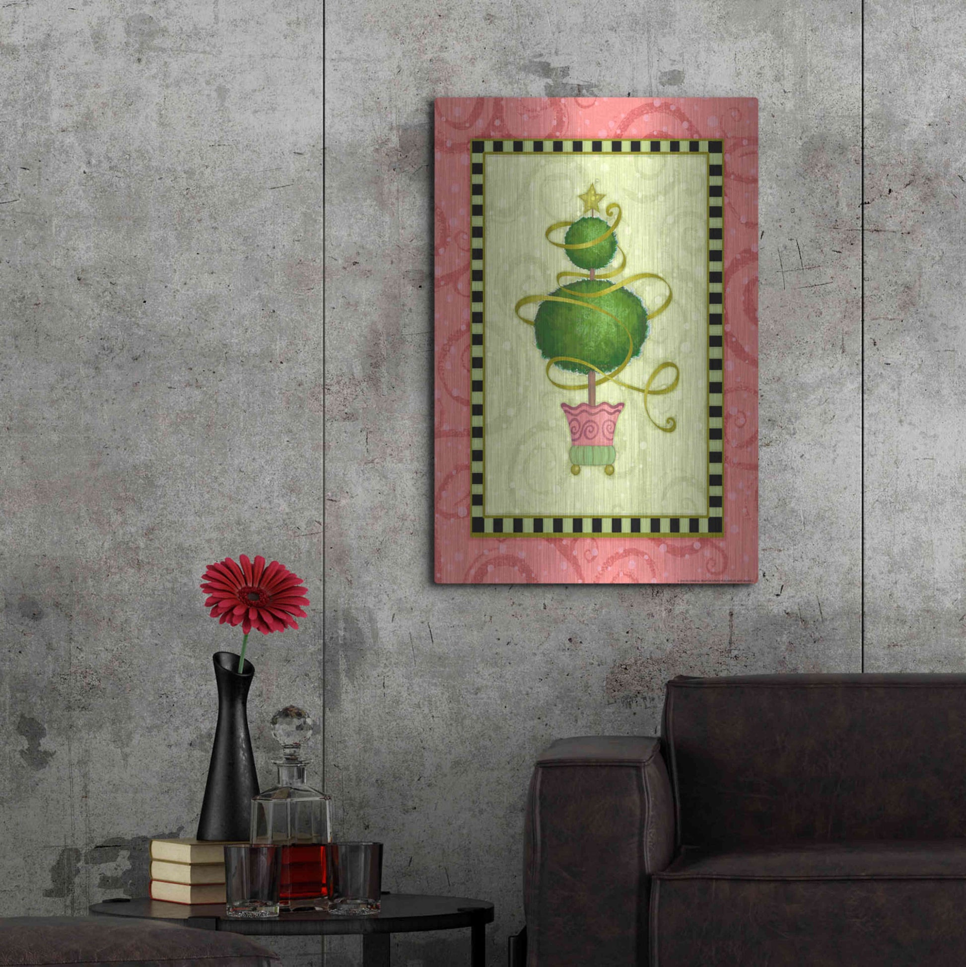 Luxe Metal Art 'Holiday Tree 1' by Viv Eisner, Metal Wall Art,24x36