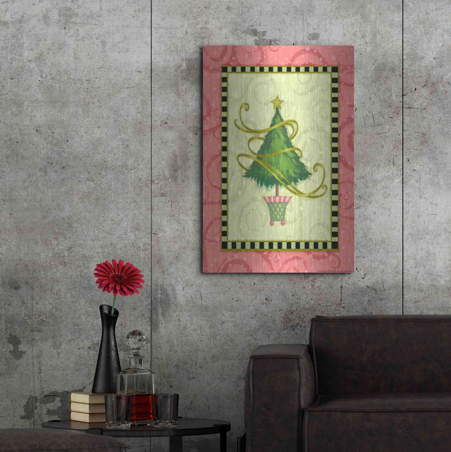 Luxe Metal Art 'Holiday Tree 2' by Viv Eisner, Metal Wall Art,24x36