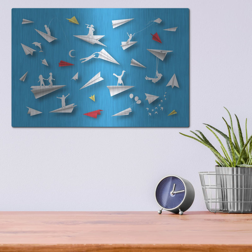'Paper Planes' – Metal Wall Art, 16x12 room view