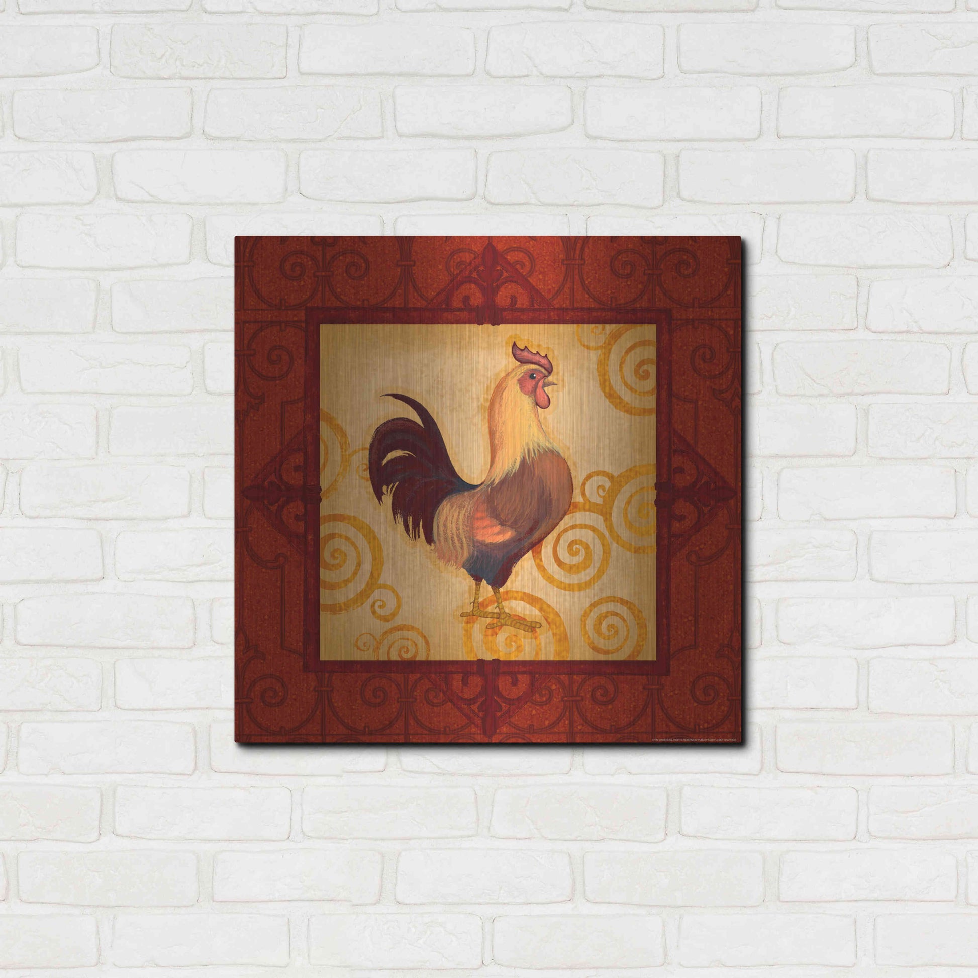 Luxe Metal Art 'Rooster 1' by Viv Eisner, Metal Wall Art,24x24