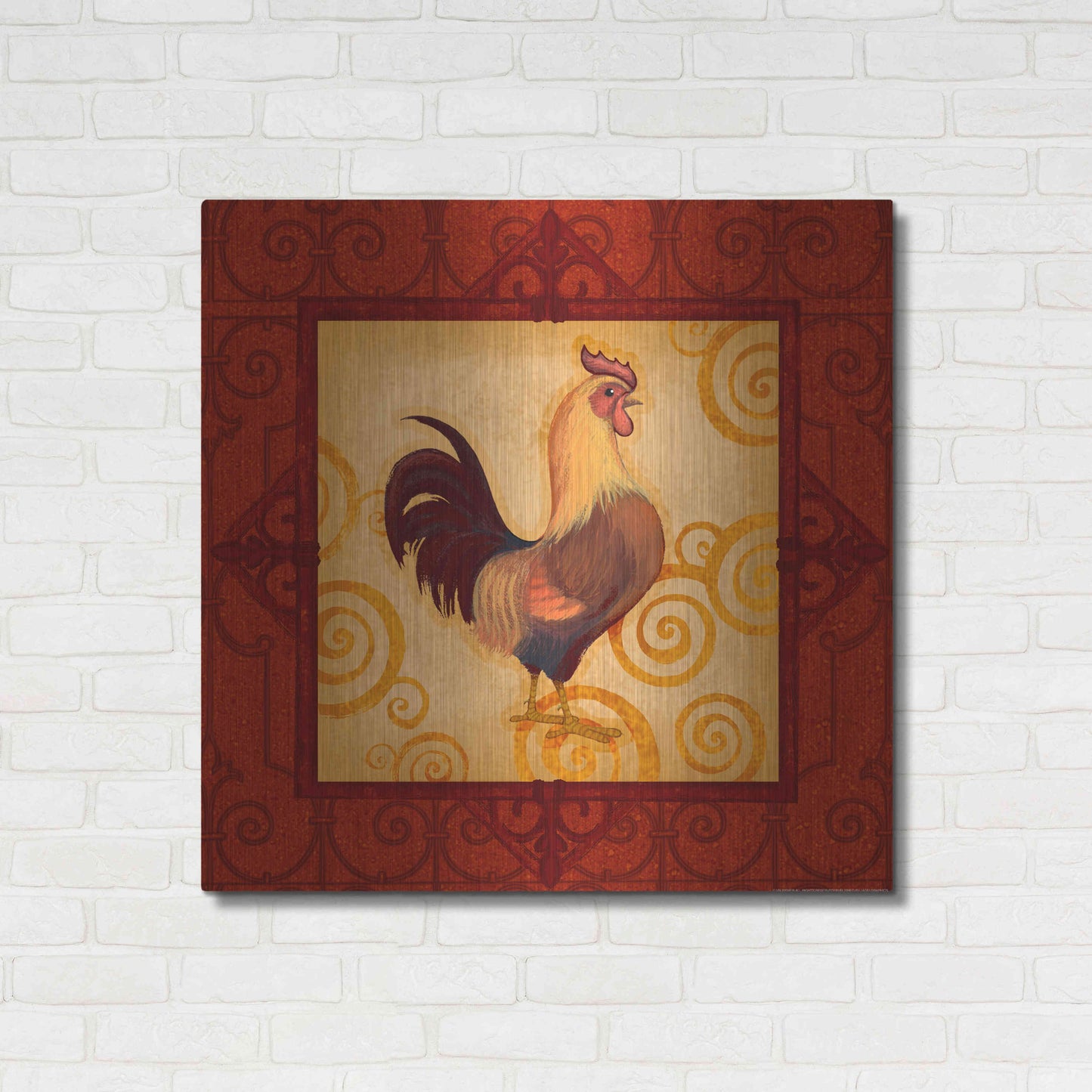 Luxe Metal Art 'Rooster 1' by Viv Eisner, Metal Wall Art,36x36