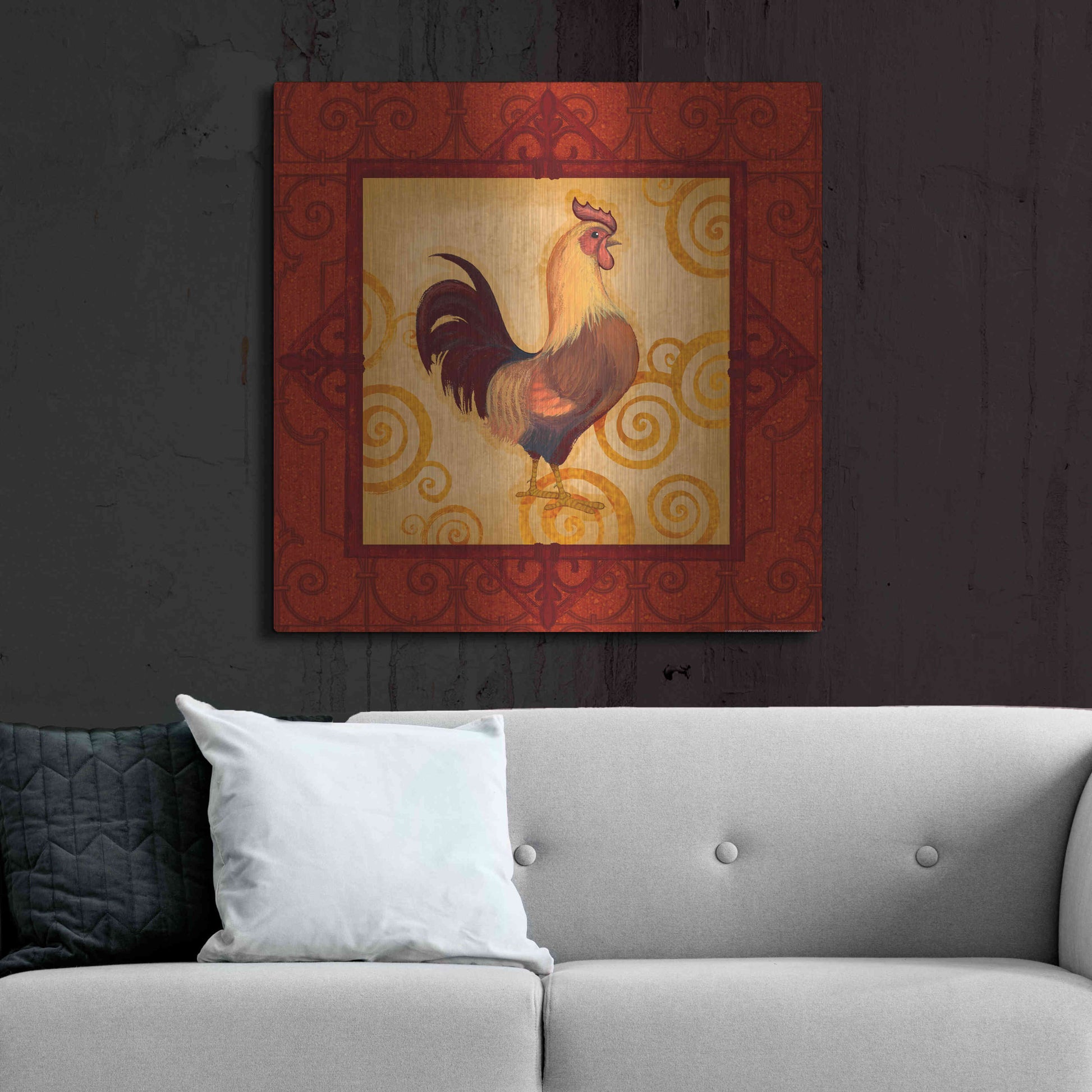 Luxe Metal Art 'Rooster 1' by Viv Eisner, Metal Wall Art,36x36