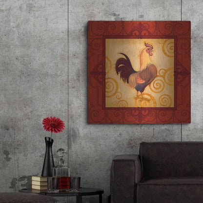 Luxe Metal Art 'Rooster 1' by Viv Eisner, Metal Wall Art,36x36