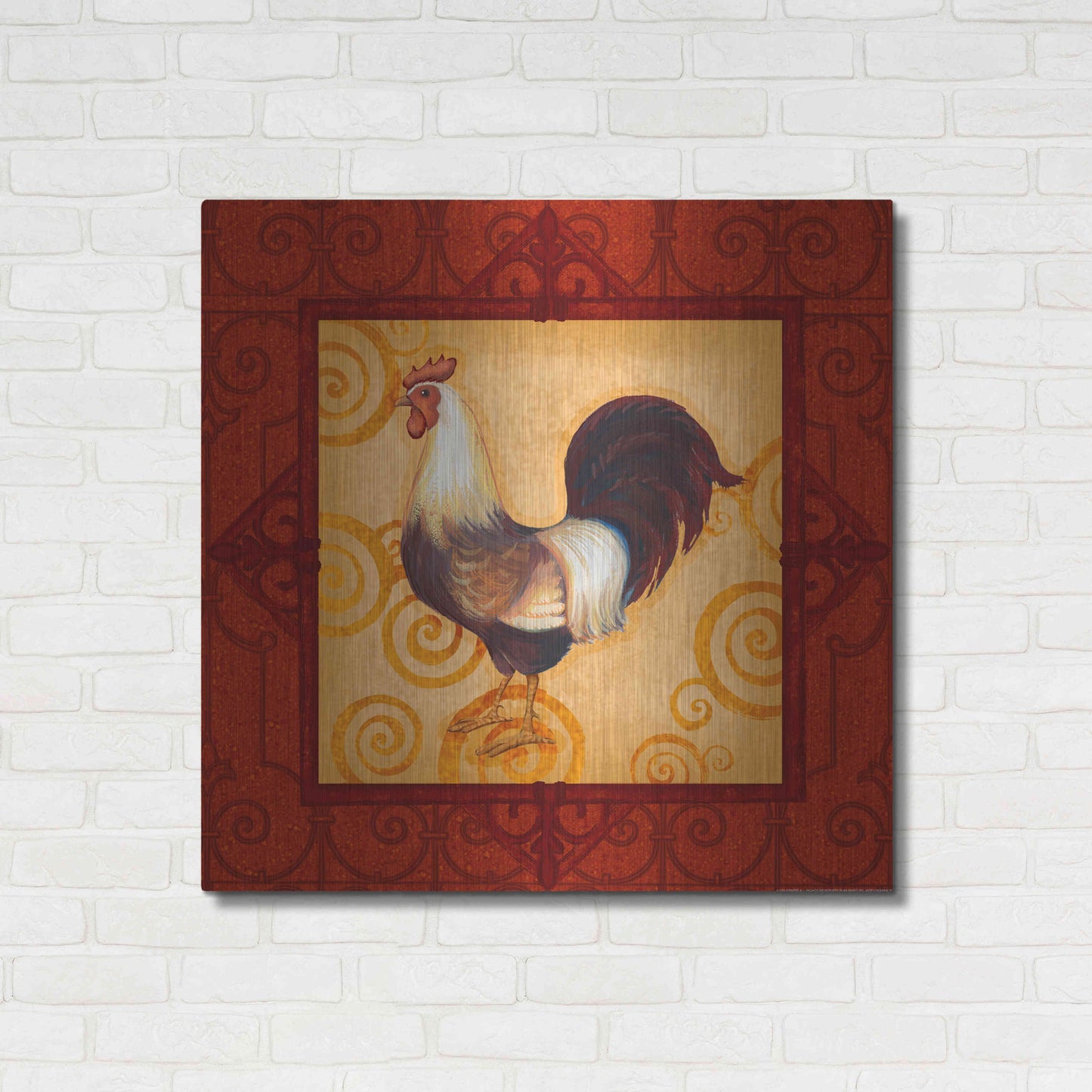 Luxe Metal Art 'Rooster 2' by Viv Eisner, Metal Wall Art,36x36