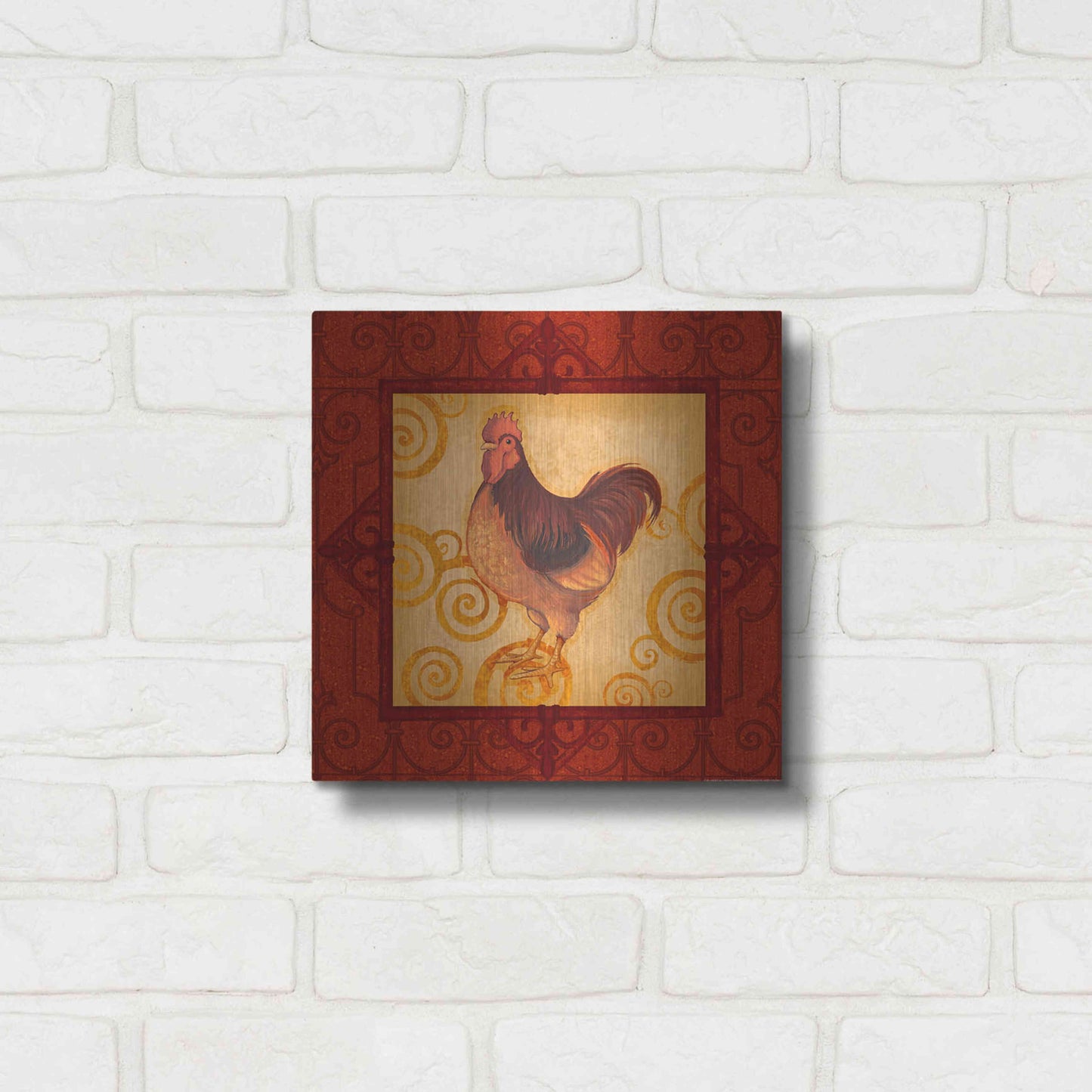 Luxe Metal Art 'Rooster 3' by Viv Eisner, Metal Wall Art,12x12