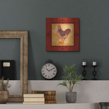 Luxe Metal Art 'Rooster 3' by Viv Eisner, Metal Wall Art,12x12