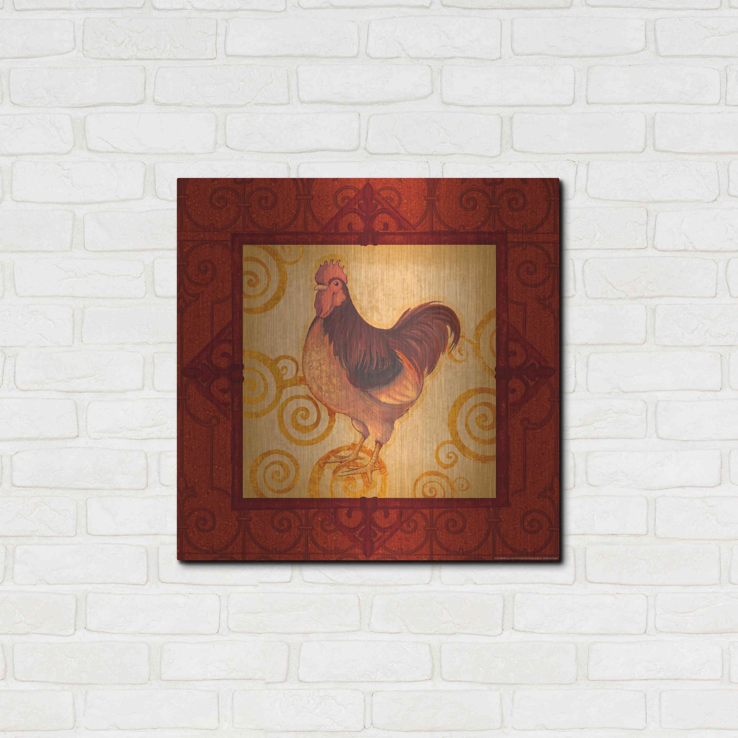 Luxe Metal Art 'Rooster 3' by Viv Eisner, Metal Wall Art,24x24