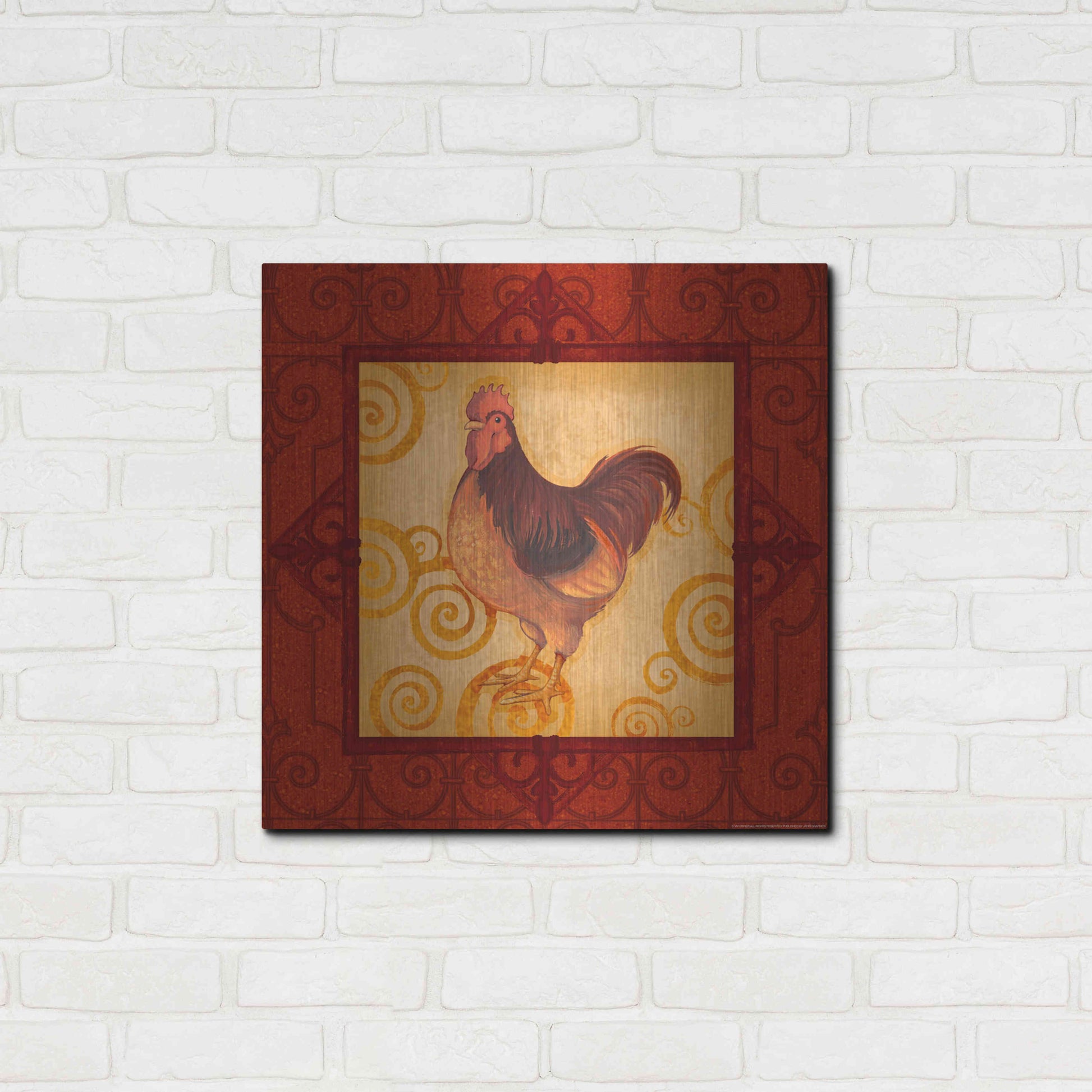 Luxe Metal Art 'Rooster 3' by Viv Eisner, Metal Wall Art,24x24