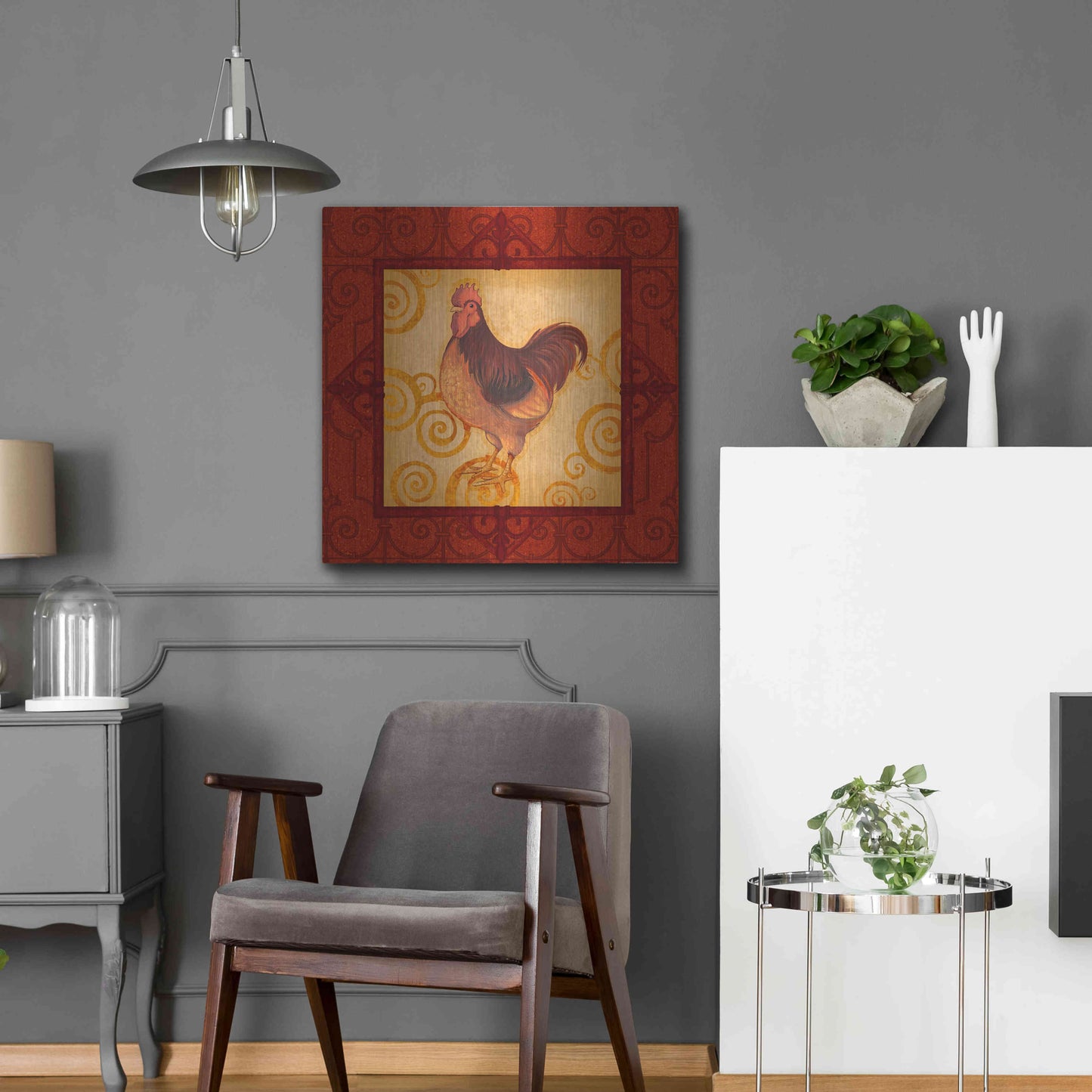 Luxe Metal Art 'Rooster 3' by Viv Eisner, Metal Wall Art,24x24