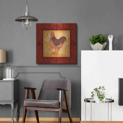 Luxe Metal Art 'Rooster 3' by Viv Eisner, Metal Wall Art,24x24