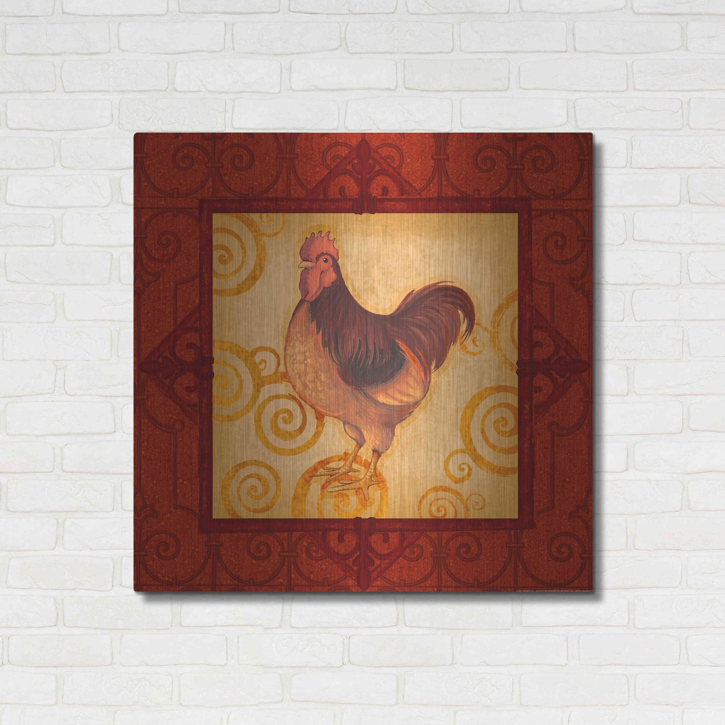 Luxe Metal Art 'Rooster 3' by Viv Eisner, Metal Wall Art,36x36